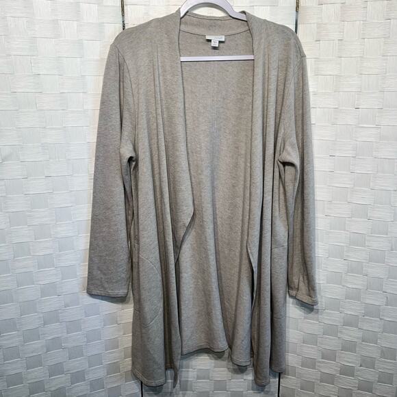 J. Jill Pure Jill Neutral Beige Open Front Cardigan Size Large Petite Earthy - Picture 1 of 14